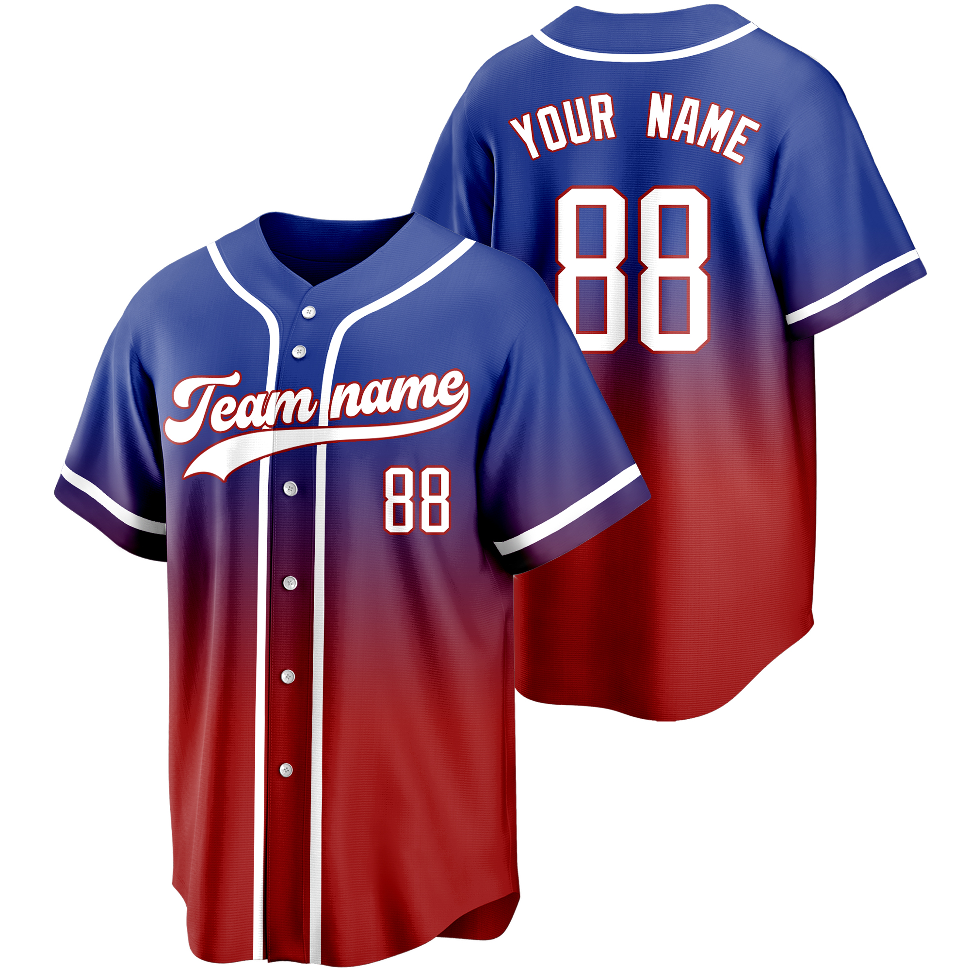 Blue/Red Gradient Custom Baseball Jersey Softball Shirt