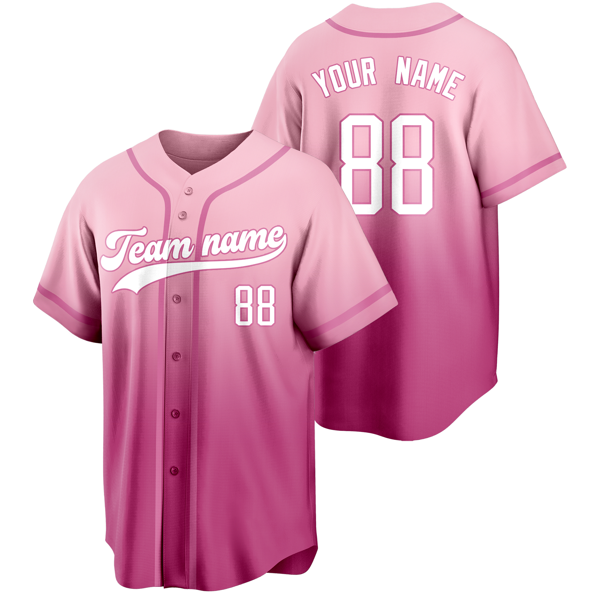 Pink/Pink Gradient Custom Baseball Jersey Softball Shirt