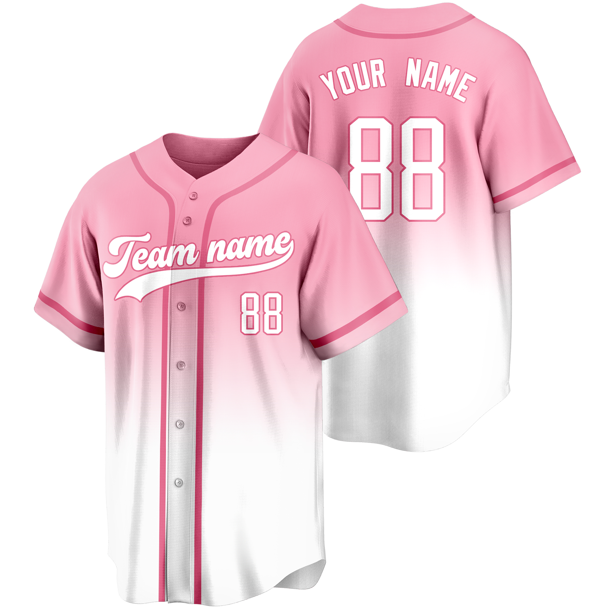 Pink/White Gradient Custom Baseball Jersey Softball Shirt