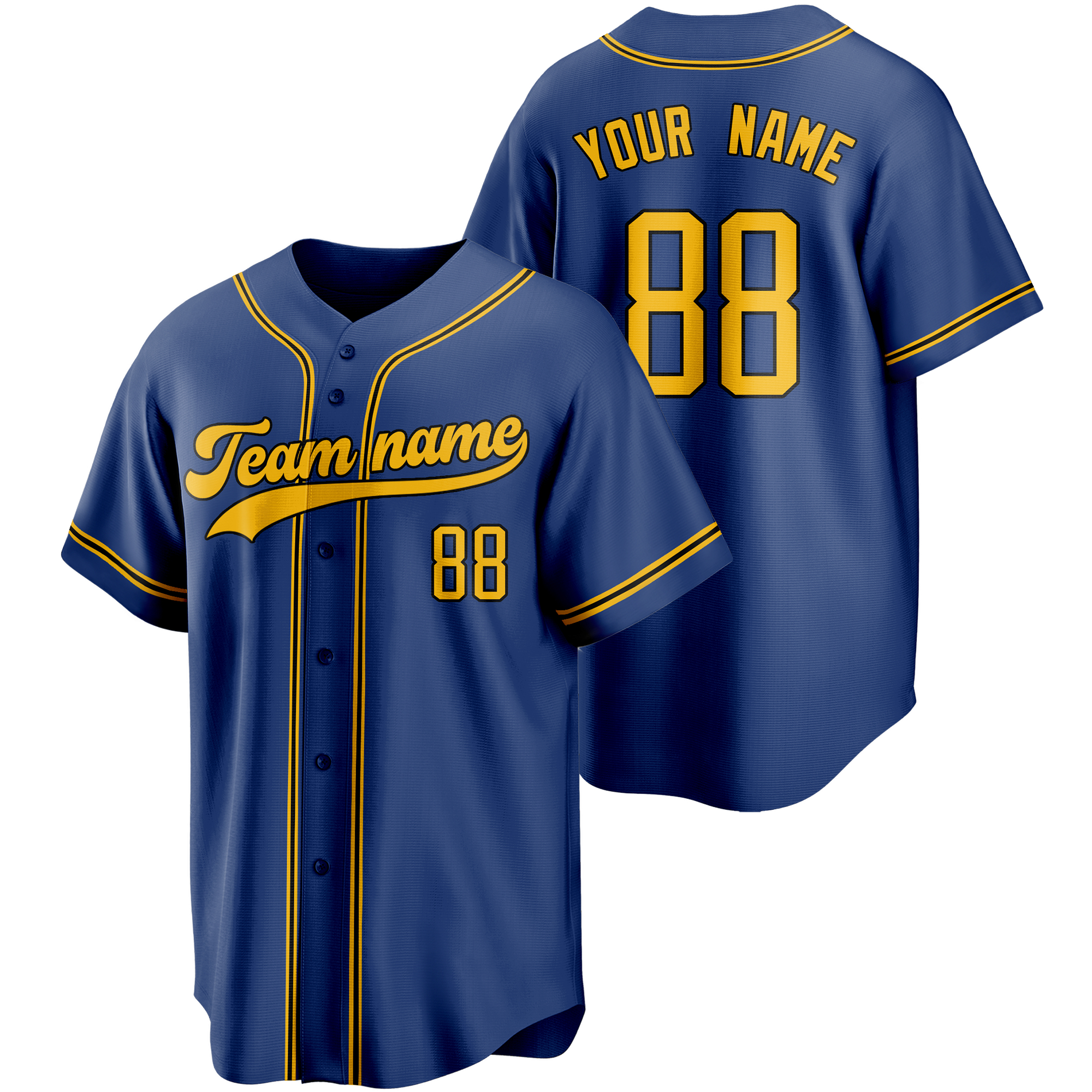 Blue/Yellow Custom Baseball Jersey Fashion Softball Shirt