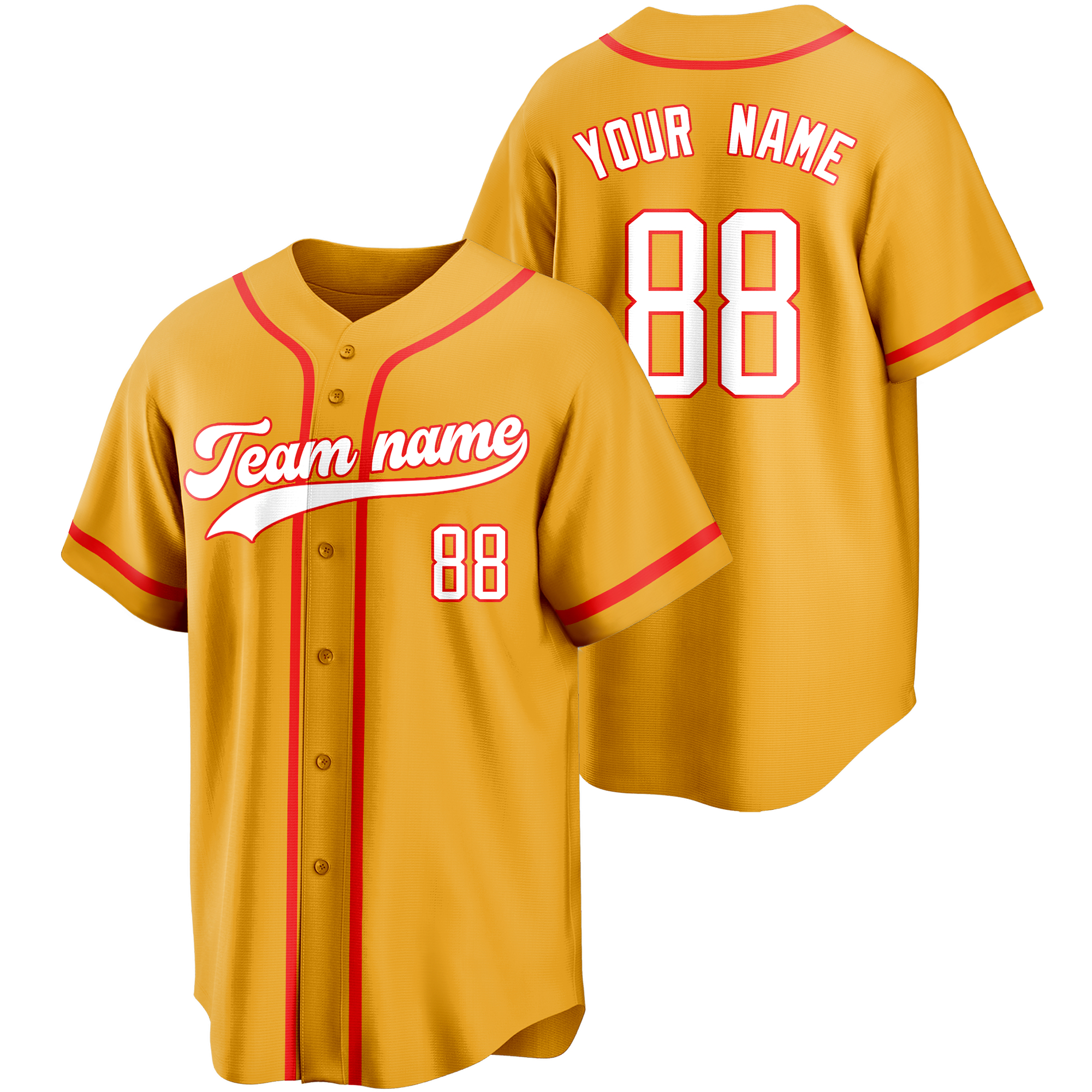 Yellow/White Custom Baseball Jersey Fashion Softball Shirt