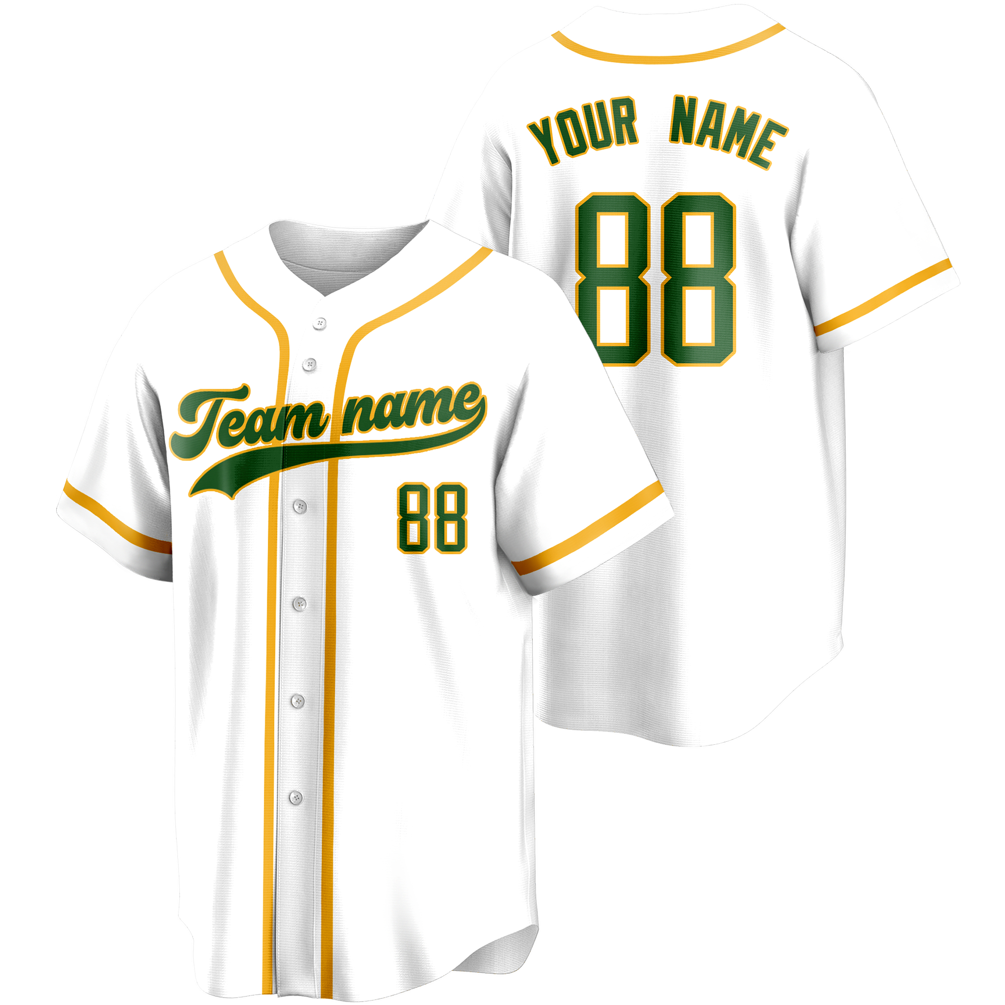 White/Green Custom Baseball Jersey Fashion Softball Shirt