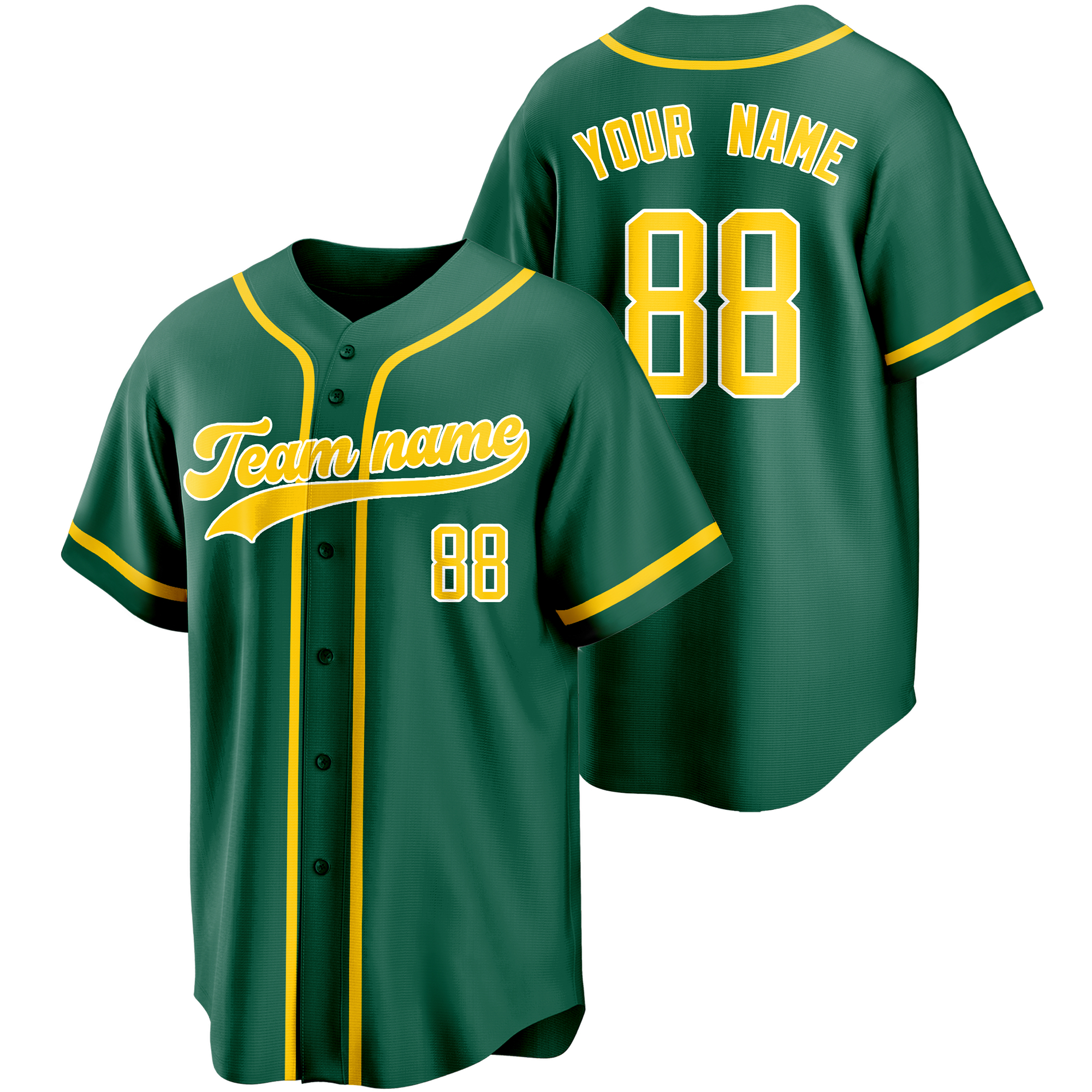 Green/Yellow Custom Baseball Jersey Fashion Softball Shirt