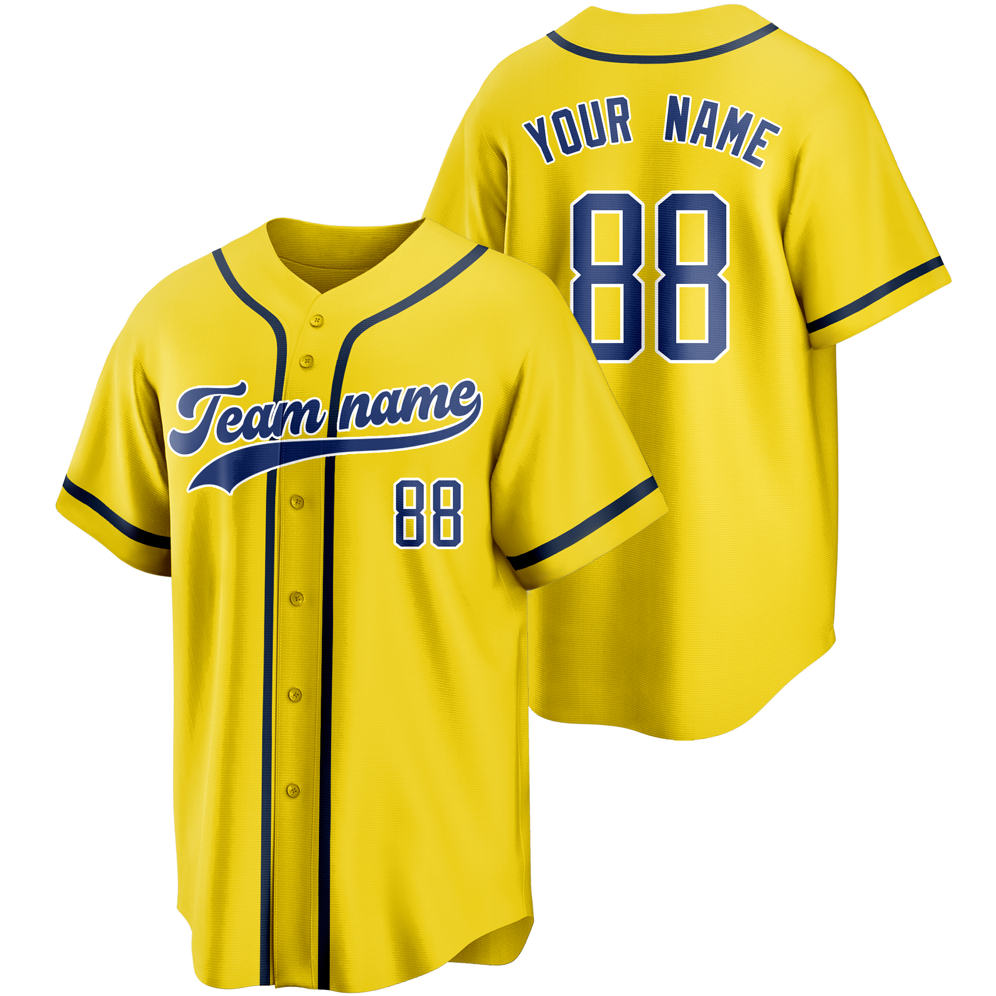 Yellow/Blue Custom Baseball Jersey Fashion Softball Shirt