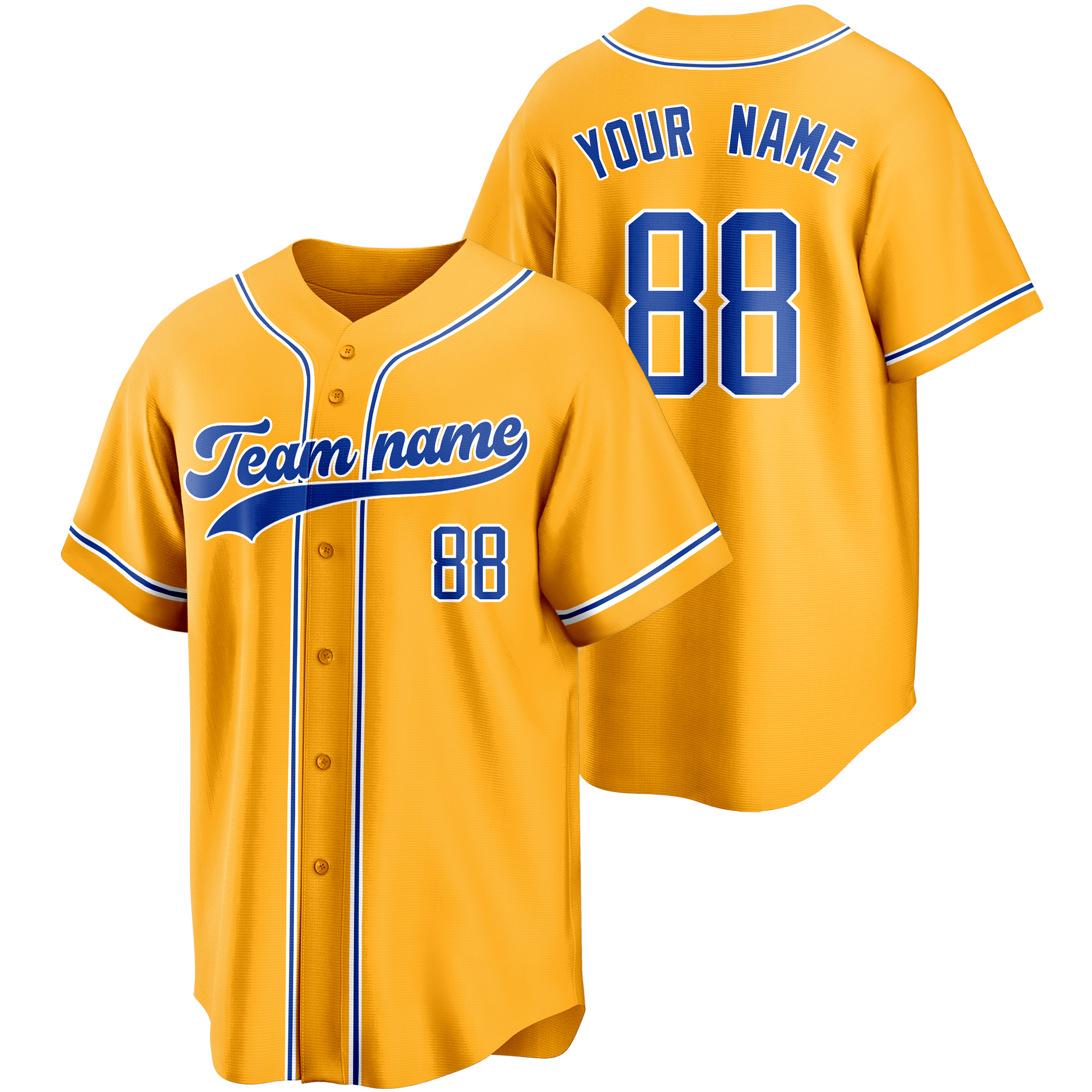 Yellow/Blue Custom Baseball Jersey Fashion Softball Shirt