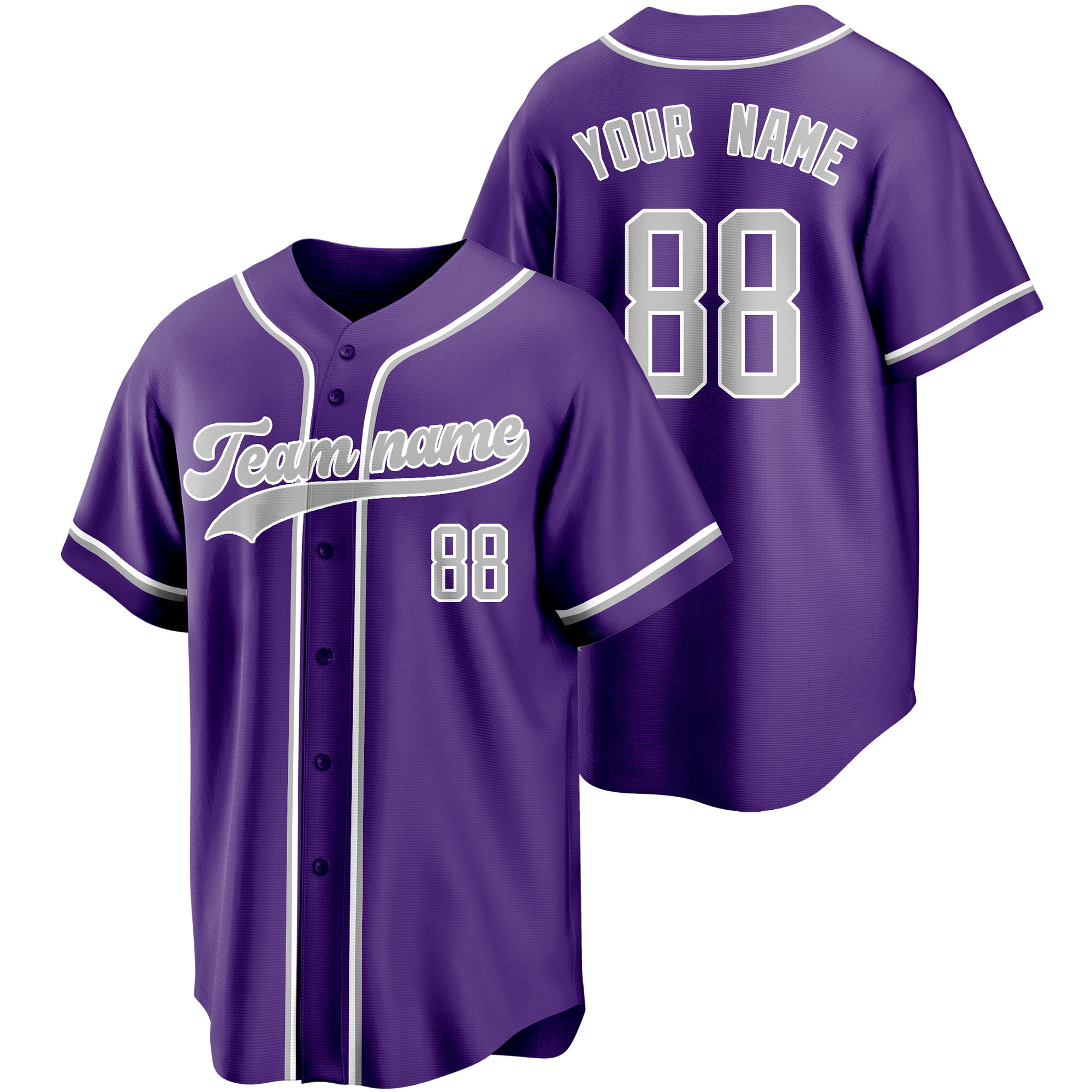 Purple/Silver Custom Baseball Jersey Fashion Softball Shirt