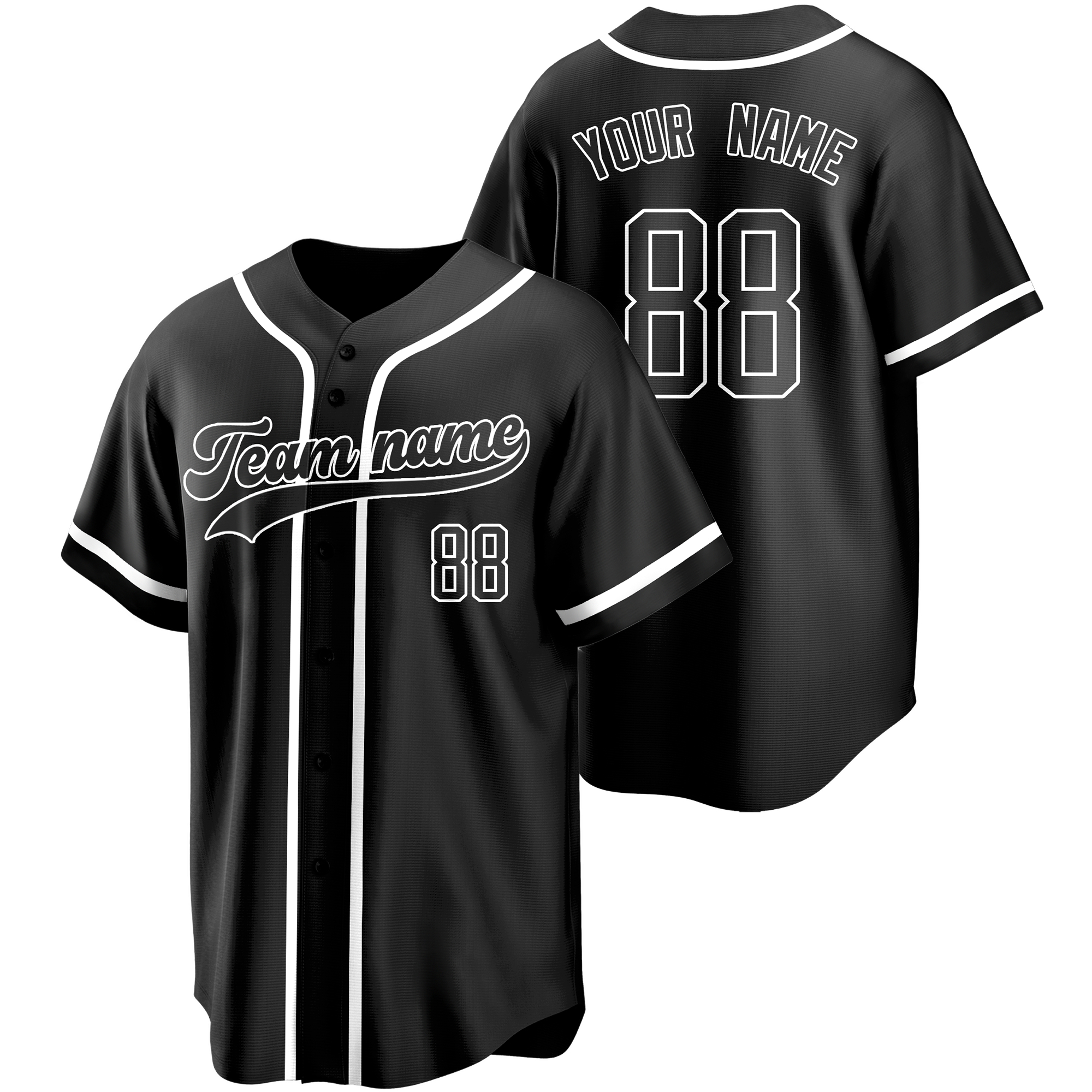Black/Black Custom Baseball Jersey Fashion Softball Shirt