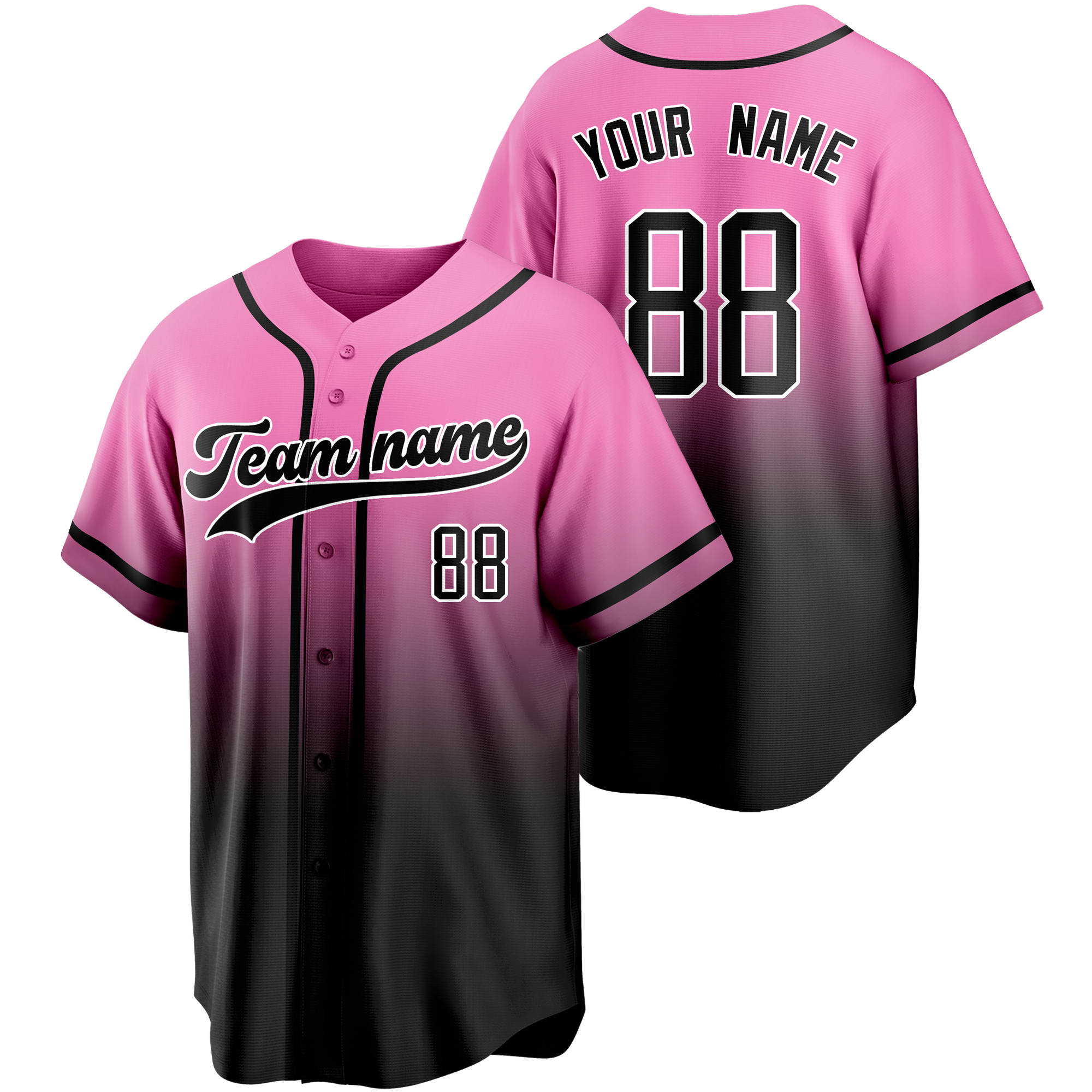 Pink/Black Gradient Custom Baseball Jersey Softball Shirt