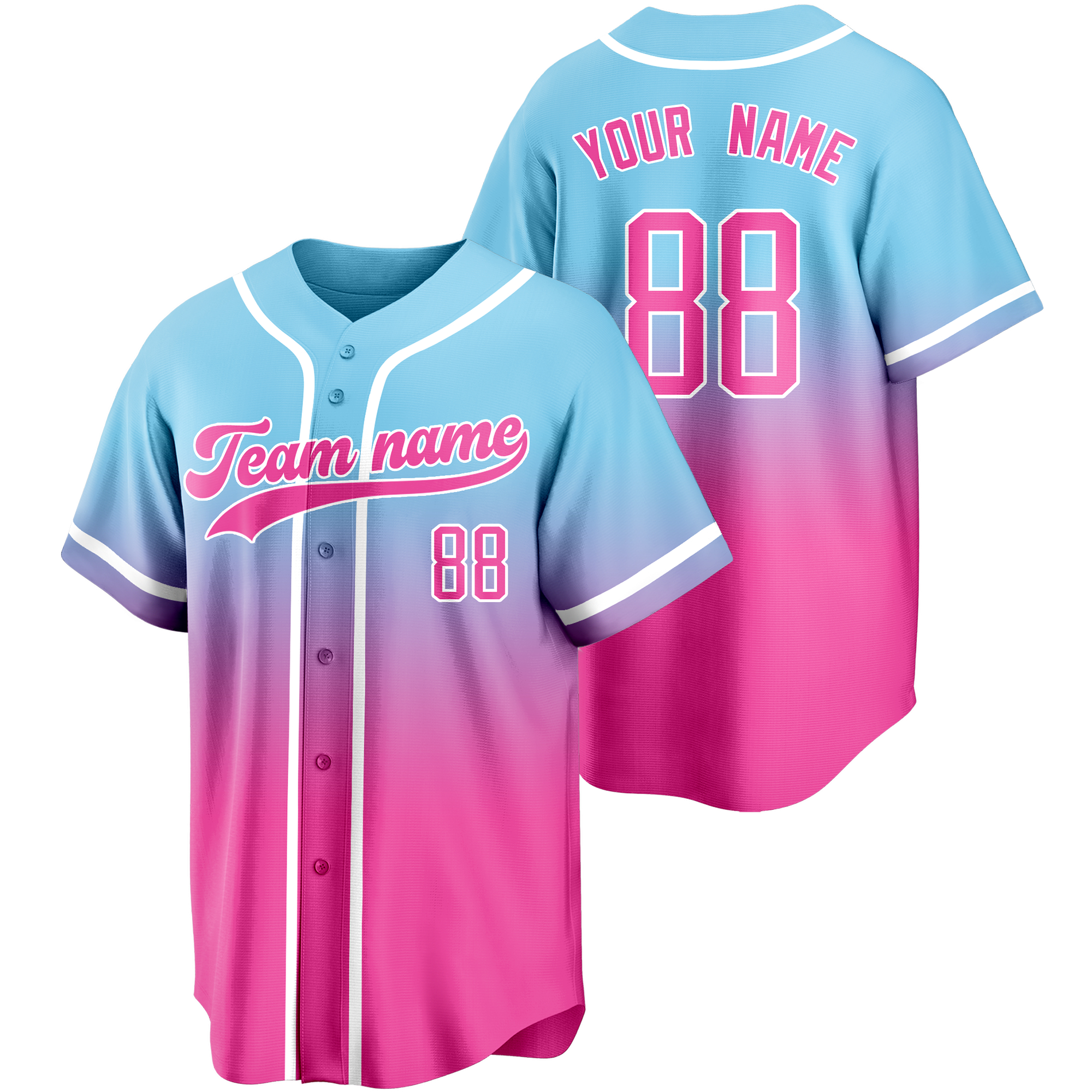 Blue/Pink Gradient Custom Baseball Jersey Softball Shirt