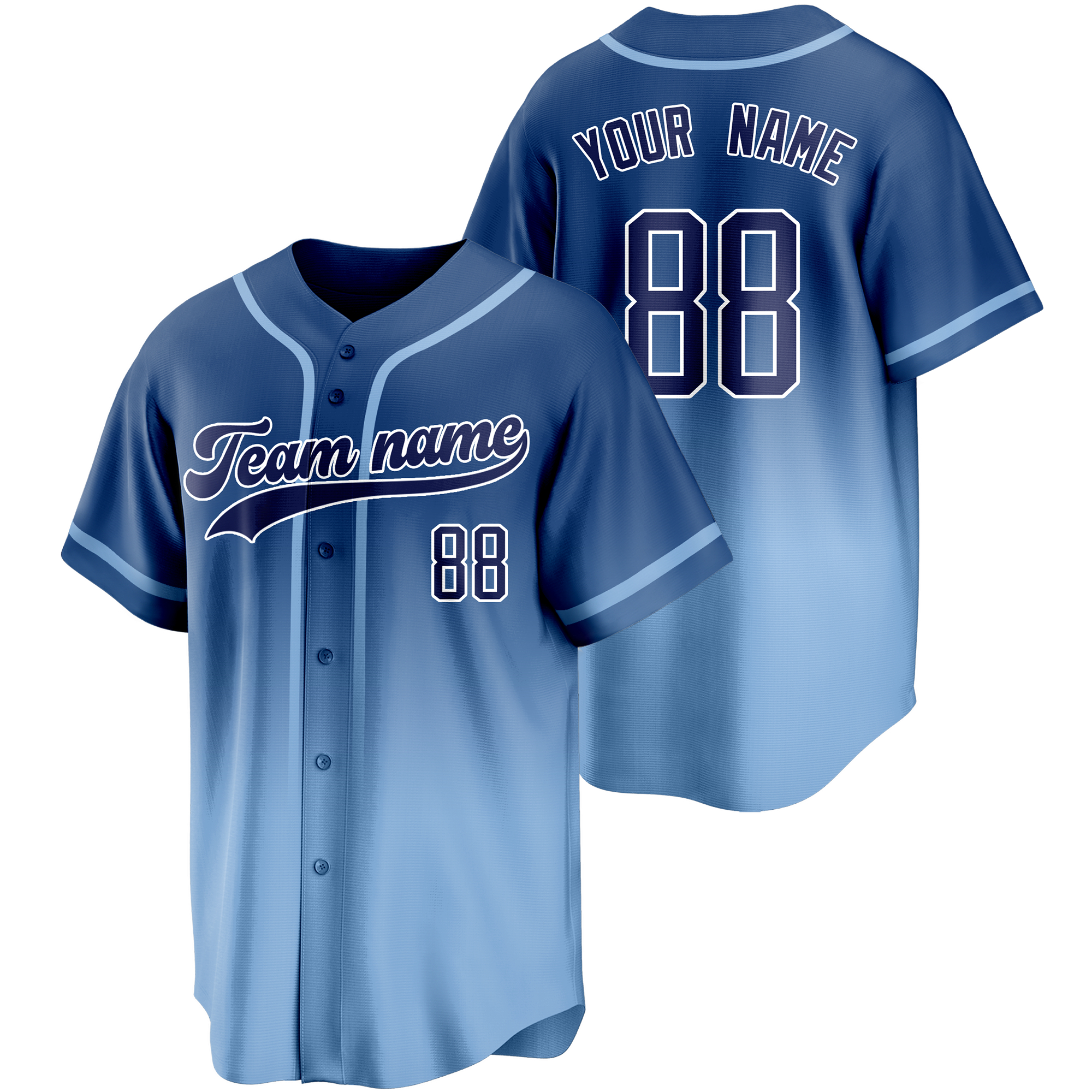 Navy/Blue Gradient Custom Baseball Jersey Softball Shirt