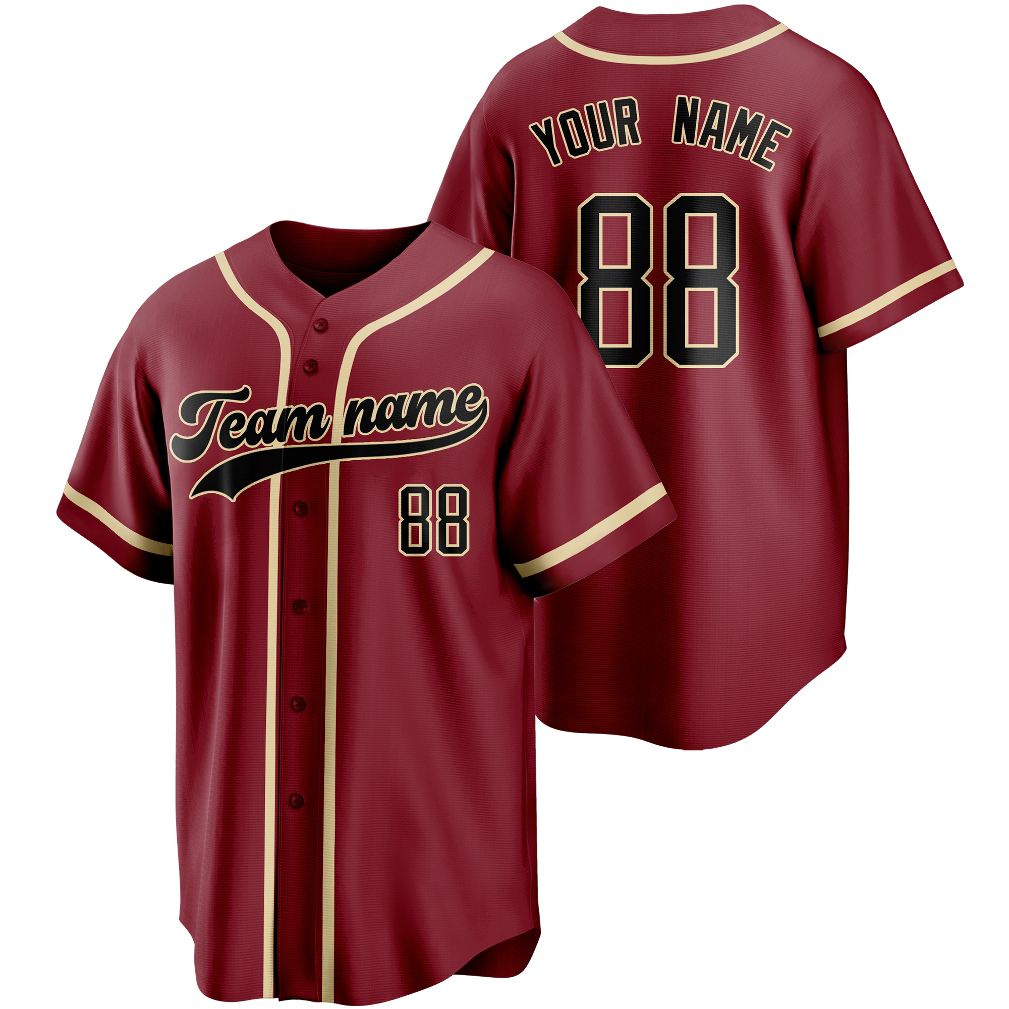 Maroon/Gold Custom Baseball Jersey Fashion Softball Shirt