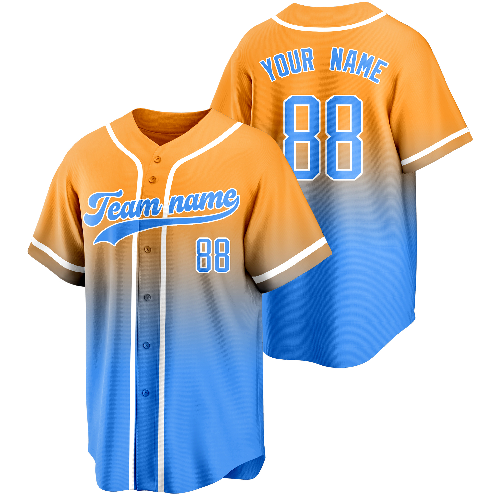 Yellow/Blue Gradient Custom Baseball Jersey Softball Shirt