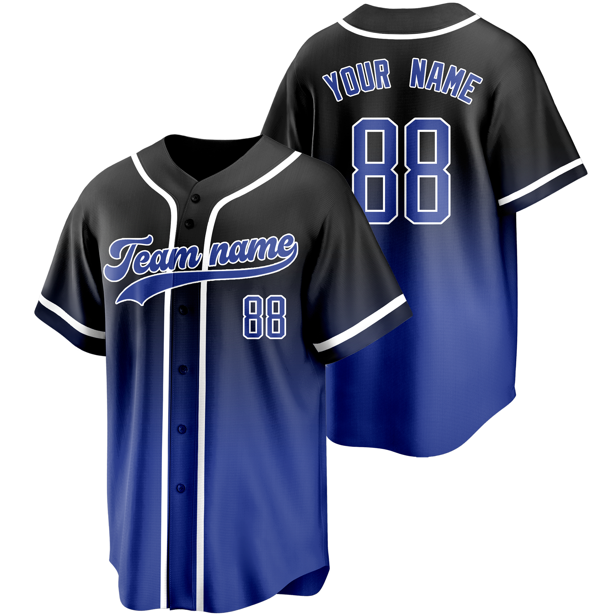 Black/Blue Gradient Custom Baseball Jersey Softball Shirt