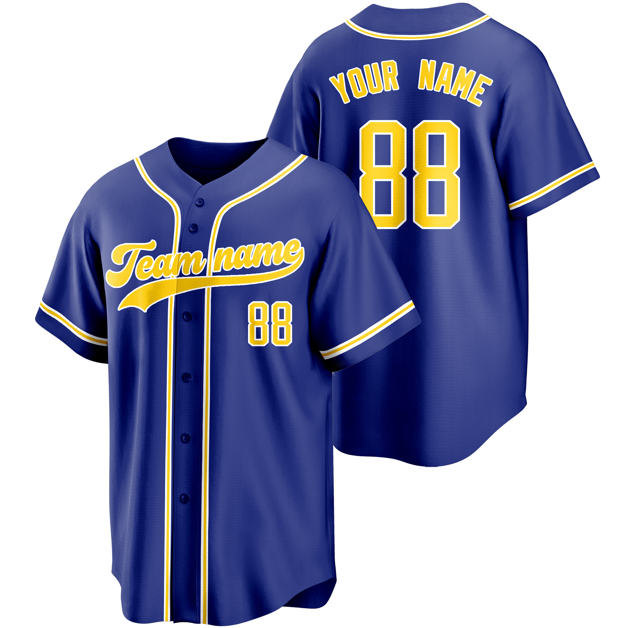 Blue/Yellow Custom Baseball Jersey Fashion Softball Shirt